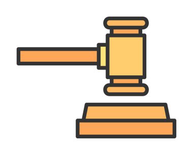 Açık arttırma çekiç ikonu. Taslak açık arttırma çekiç vektör rengi düz izole