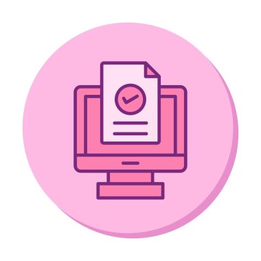 Bilgisayar ekranında web sitesi kayıt simgesi, vektör illüstrasyonu basit tasarım