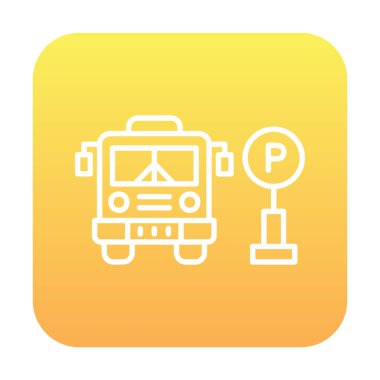 Otobüs park simgesinin vektör illüstrasyonu 