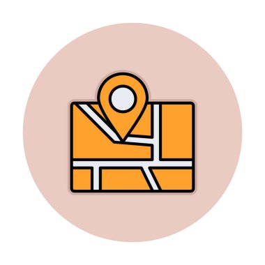 Konum iğnesi, vektör illüstrasyonlu harita simgesi