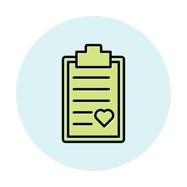 Kalp ikonu vektör illüstrasyonlu Tıbbi Rapor               