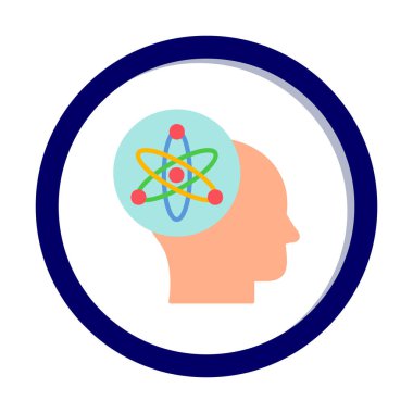 Atom, bilim simgesi, vektör illüstrasyon tasarımı olan insan kafası                                   
