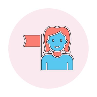 Bayrağı olan insanlar, tasarım vektörü illüstrasyonunda feminizm 