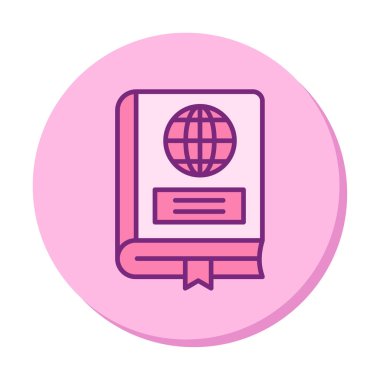 Coğrafya Kitabı web simgesi, vektör illüstrasyonu 