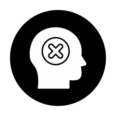 Çapraz işaretli insan kafası, güvensiz kişi, vektör illüstrasyonu