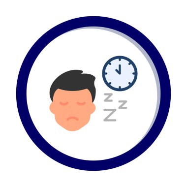 Saat ile uyuyan erkek yüzü, vektör çizimi 