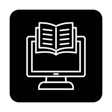 E-kitap ve bilgisayar ekran simgesi, vektör illüstrasyonu 