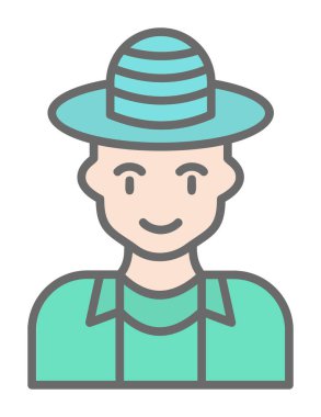 Turist şapkası simgesi, vektör illüstrasyonu 