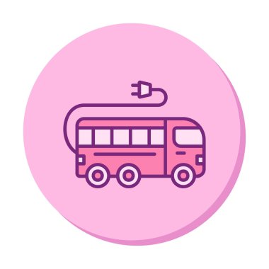 Elektrikli otobüs. Web simgesi basit illüstrasyon