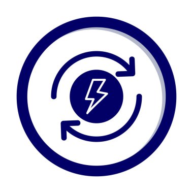 Enerji simgesi, daire oklu ışıkyılı, vektör illüstrasyonu