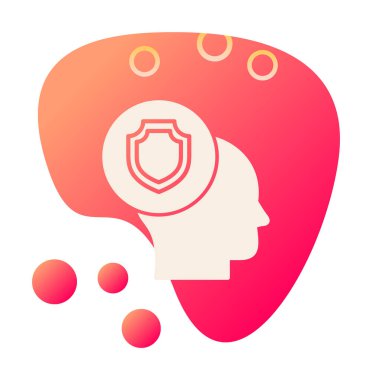 Kafasında kalkan simgesi olan bir kafa. vektör illüstrasyonu