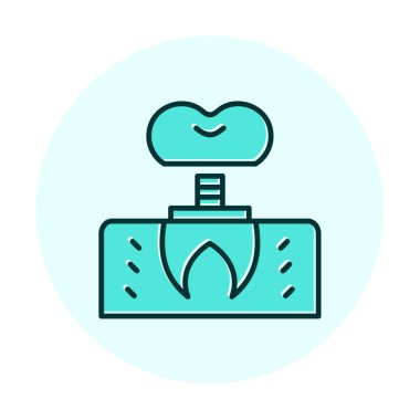 Diş implantı simgesi dış hat vektörü. 