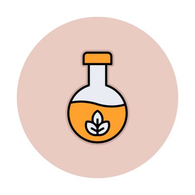 Yaprak ikonu resimli vektör matarası. Kimya konsepti              