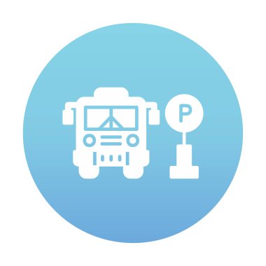 Otobüs park simgesinin vektör illüstrasyonu 