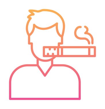 Sigara ikonlu sigara içen adam, vektör illüstrasyonu 