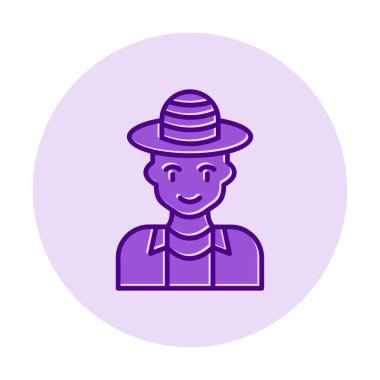 Turist şapkası simgesi, vektör illüstrasyonu 