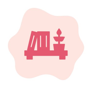 Kitaplık ve bitki web simgesi, vektör illüstrasyonu 