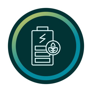 Vektör ekoloji ikonu illüstrasyonu. Yeşil Pil                           