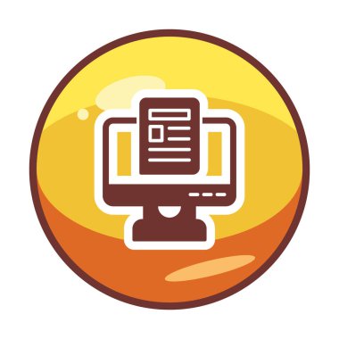 Yazı simgesi, vektör illüstrasyonlu bilgisayar ekranı