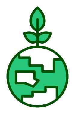 Bitki ikonu vektör illüstrasyonlu Dünya gezegeni 