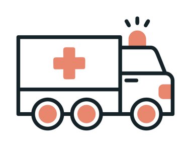 Basit ambulans otomobil vektör illüstrasyonu  