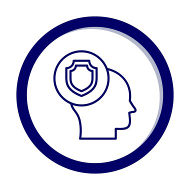 Kafasında kalkan simgesi olan bir kafa. vektör illüstrasyonu