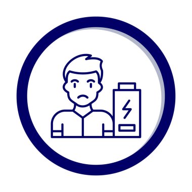 Enerji bataryası olmayan bir adamın vektör çizimi 