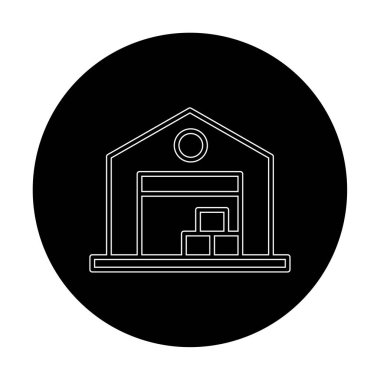 Kutu simgesi ve vektör illüstrasyonlu depo 