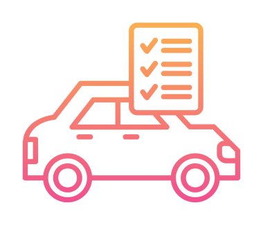 Araç kontrol listesi simgesi, araba bakım vektörü illüstrasyonu 