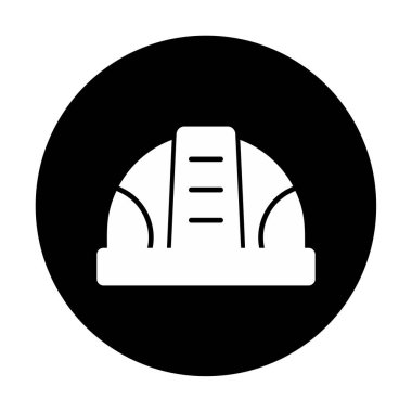 İnşaat Miğferi. İnşaat endüstrisi simgesi ana hatlarıyla doldurulmuş                    