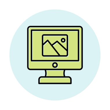 Comoputer galeri simgesi, vektör illüstrasyonu