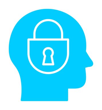 Erkekler kafasında kilit, yaratıcı vektör simgesi olan güvenlik kavramı