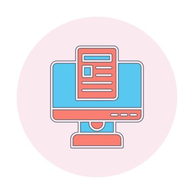 Yazı simgesi, vektör illüstrasyonlu bilgisayar ekranı