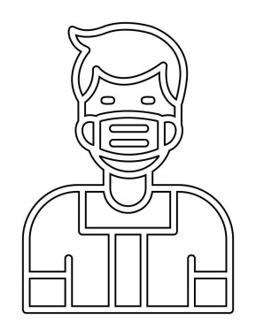 Tıbbi maske vektör tasarımlı genç adam.