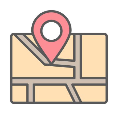 Konum iğnesi, vektör illüstrasyonlu harita simgesi