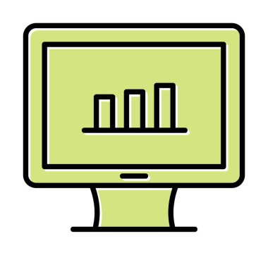iş grafiği bilgisayar ekranında, vektör illüstrasyonu basit tasarım