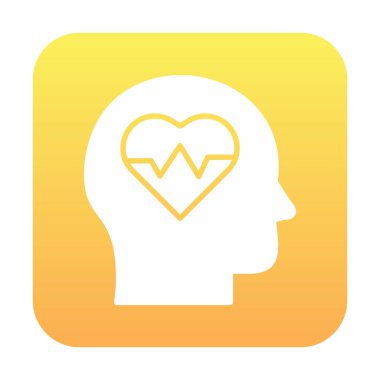 baş silueti kalp simgesi, vektör illüstrasyonu basit tasarım