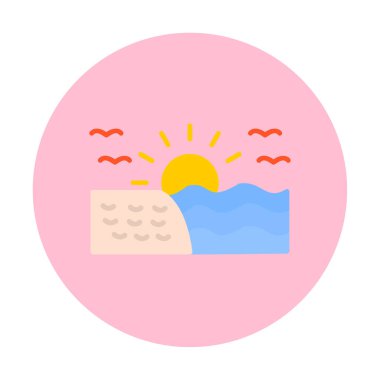 Deniz Ağı simgesinde gün doğumu, vektör illüstrasyonu 