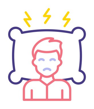 Yastıklı adam, uykusuzluk konsepti vektörü