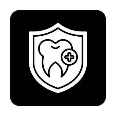 Diş koruma kalkanı ikon vektörü. İnce çizgi işareti. Önleme izole edilmiş kontür sembolü gösterimi