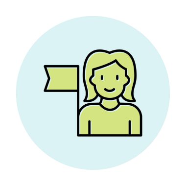 Bayrağı olan insanlar, tasarım vektörü illüstrasyonunda feminizm 