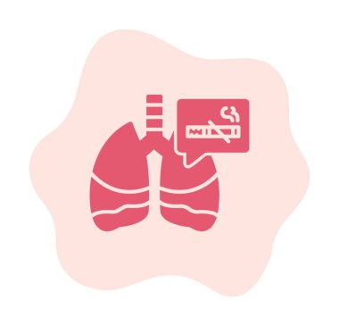 Akciğerler ve sigara ikonu yok, kanser konsepti, vektör illüstrasyonu  