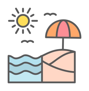 Yaz plaj ikonunun vektör illüstrasyonu 