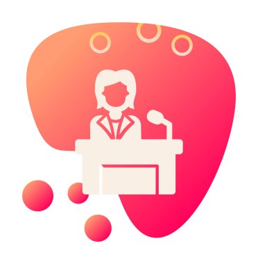 Konuşma standında konuşma yapan kadınlar, vektör illüstrasyonu