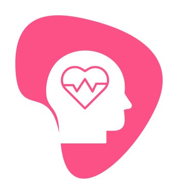 baş silueti kalp simgesi, vektör illüstrasyonu basit tasarım