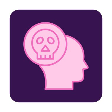 Kafatası simgesi olan insan kafası, vektör illüstrasyonu