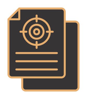 Hedef simgeye sahip bir belgenin vektör illüstrasyonu 