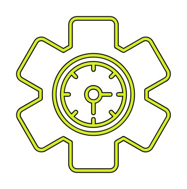 Saat simgesi, vektör illüstrasyonu, zaman sembolü ayarlanıyor. İçerideki saat dişlisi 