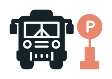 Otobüs park simgesinin vektör illüstrasyonu 