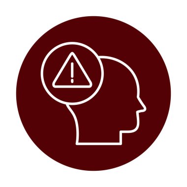 Uyarı işareti olan beyin, uyarı sembolü, vektör illüstrasyonu